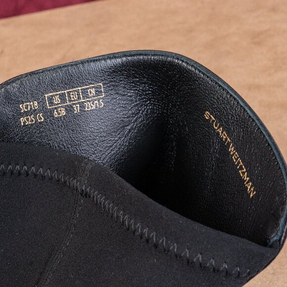 Stuart Weitzman Women 5050 Knee High Lug Black Leather Stretch Knee Boots sz 6.5 - Picture 9 of 10